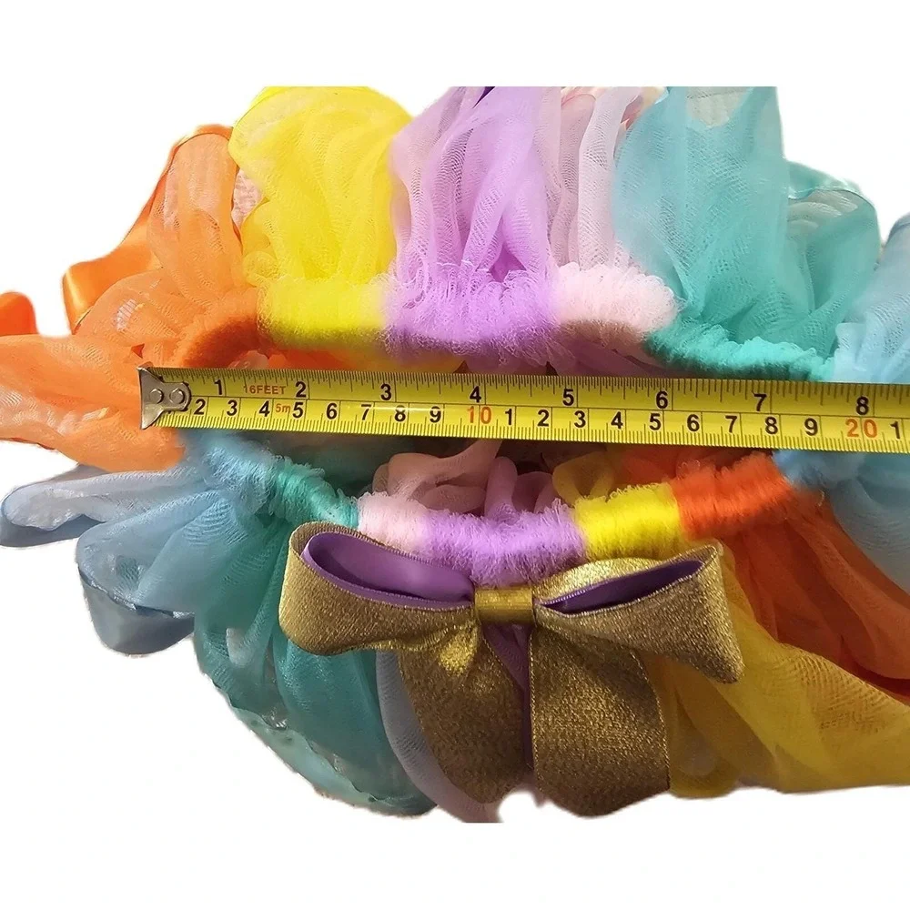 Handmade Pastel Rainbow Tutu Skirt Girls Gold Bow Birthday Photo Prop Dress Up